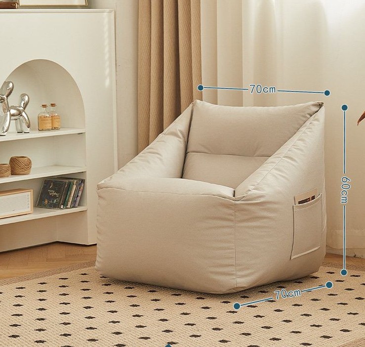 Grey Bean Bag Chair With Grey detail 1